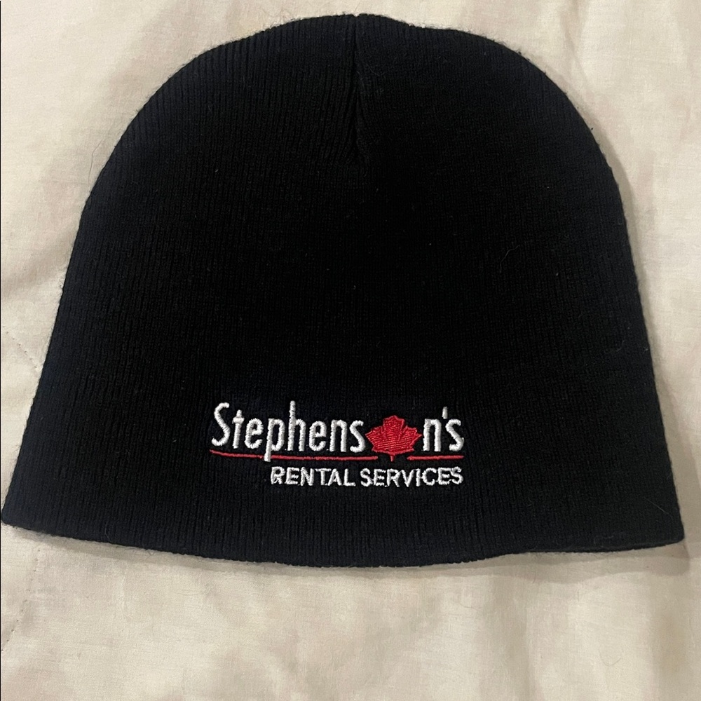 🇨🇦 Black Beanie with Stephenson’s Rental Services Logo • Made in Canada • Unisex